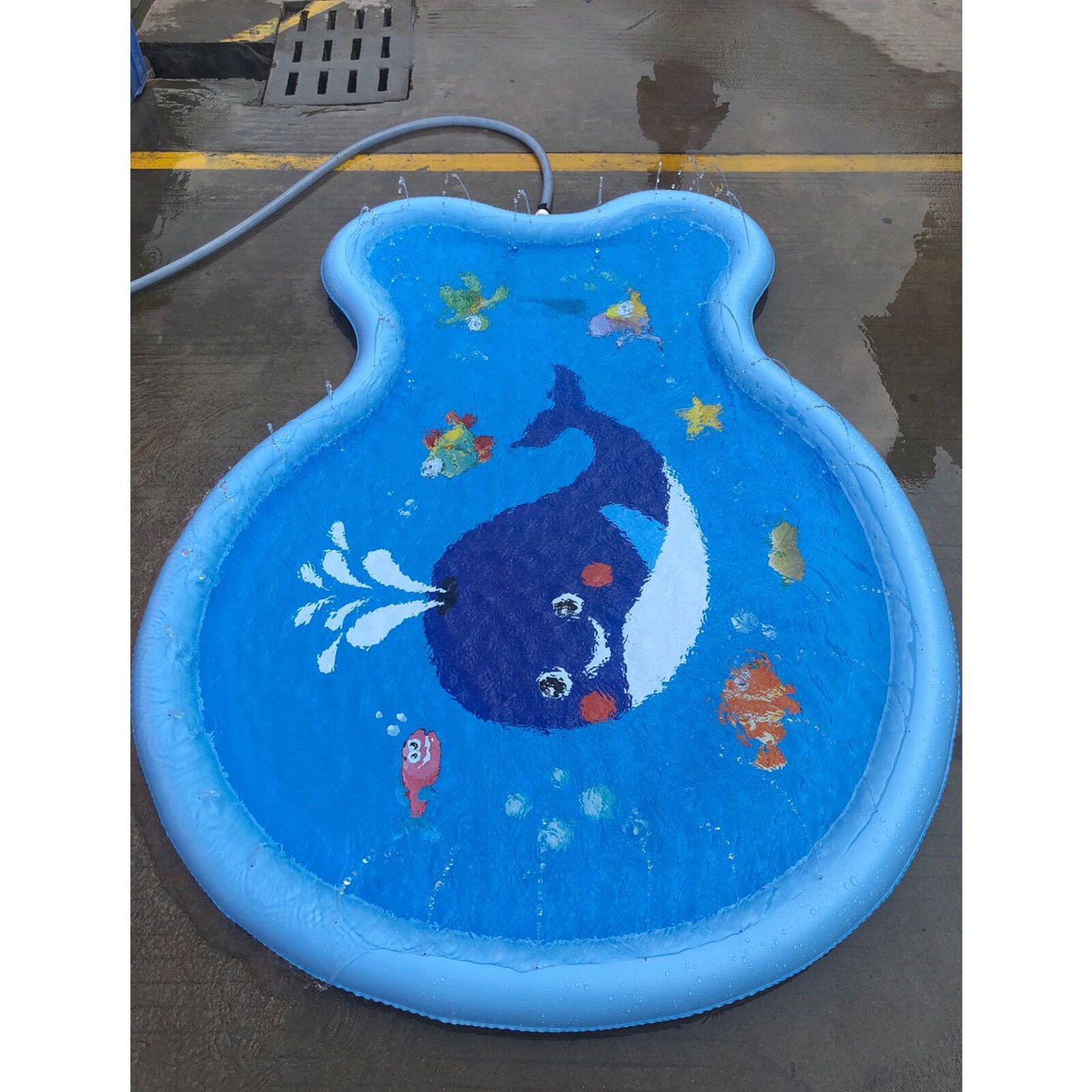 Collectie Vis Vorm Water Splash Mat Voor Kinderen Blauwe Cartoon Gedrukt Patroon Water Game Pad Voor Buitenshuis