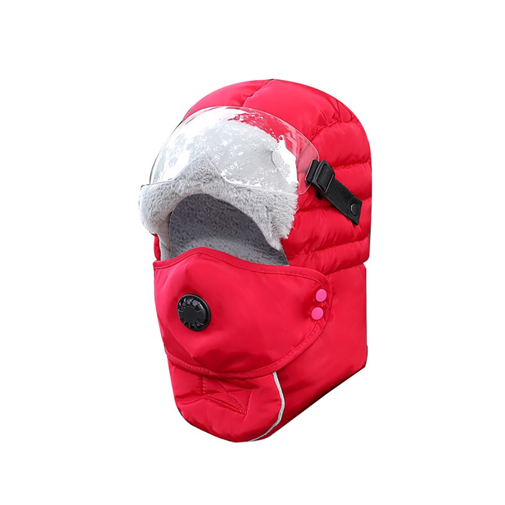 Winter warme muts heren bovenkleding waterdichte capuchon muts met bril bivakmuts originele winddichte zachte ski oor muts: Rood