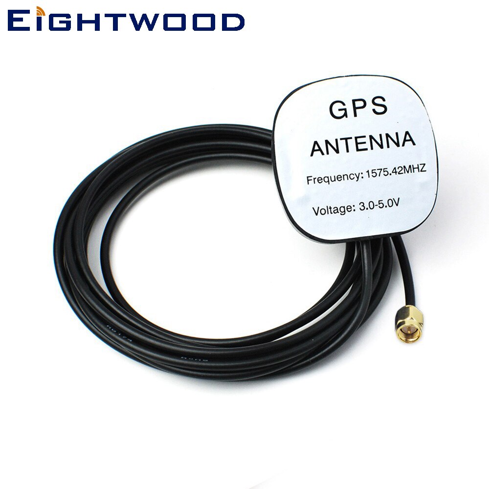 Eightwood Auto Gps Actieve Antenne Antenne Sma Plug Male Connector 3M Extension Voor Gps Ontvangers Mobiele Toepassing Magnetische Base