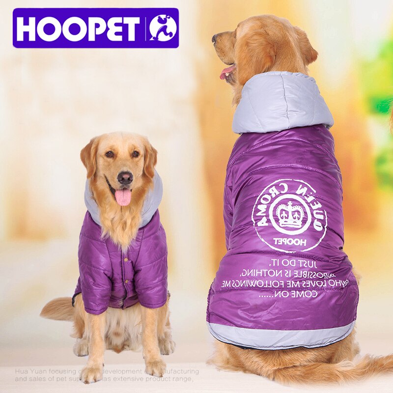 Hoopet ison koiran vaatteet iso koiran takki purppura lämmin puuvillapehmustettu kaksijalkainen vaatteet paksuuntuva huppari takki takki koiran vaatteet