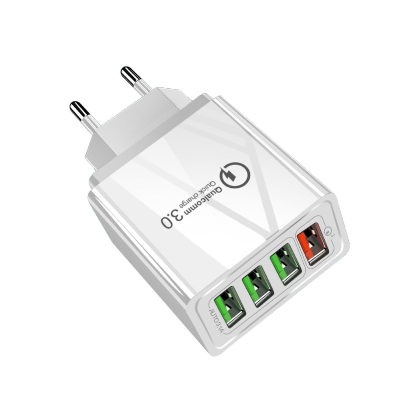 Qc 3.0 3A 4 Usb Telefoon Oplader Snel Opladen Voor Iphone Xiaomi Huawei P30 Pro Samsung Snelle Eu Muur Adapter turbo