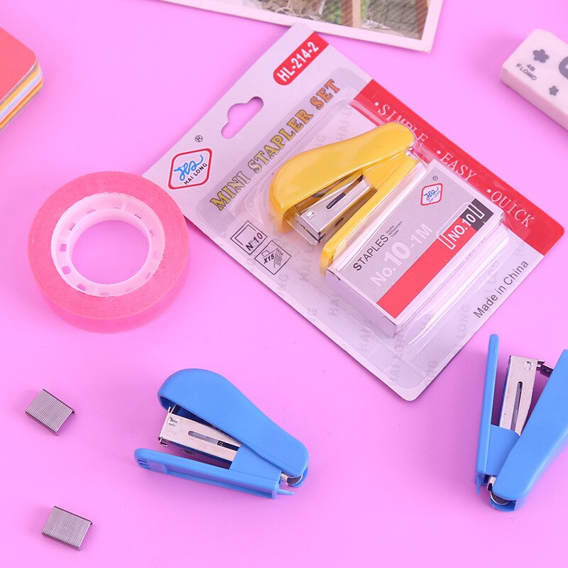 Cartoon Stapler Set Cute Mini Stapler 10# Staples Office Supplies Student Prizes Small
