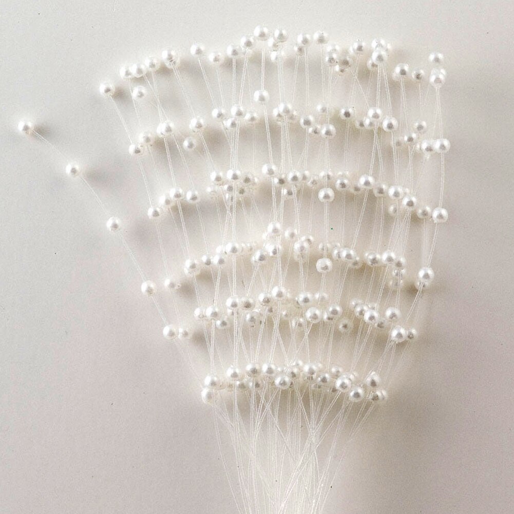Bouquet de fleurs de mariée blanc/or/argent, 10 tiges, perles artificielles 19.5cm, tige en fil métallique, décoration de mariage #864: White