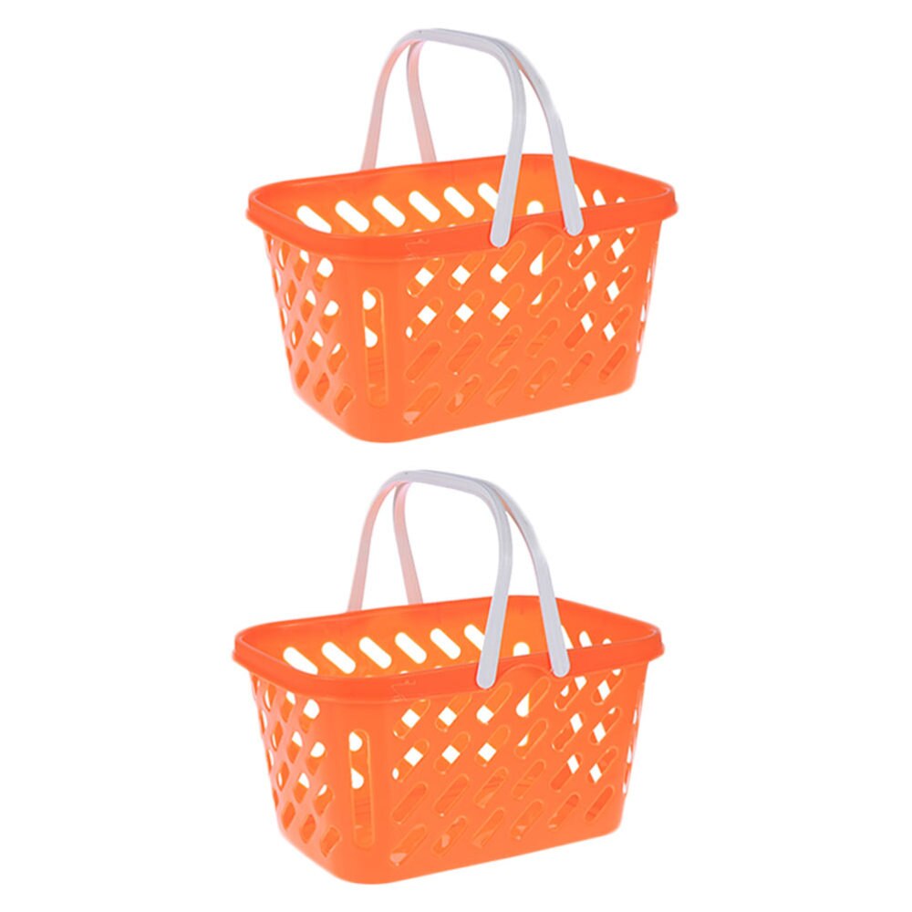 2pcs Grocery Baskets Portable Premium Orange Basket Shopping Basket for Bathroom