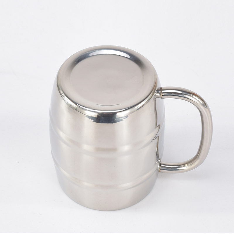 500/450ml Double Stainless Steel Beer Cup Outdoor Camping Western Coffee Cup With Handle Insulated Portable Water Cup Mugs