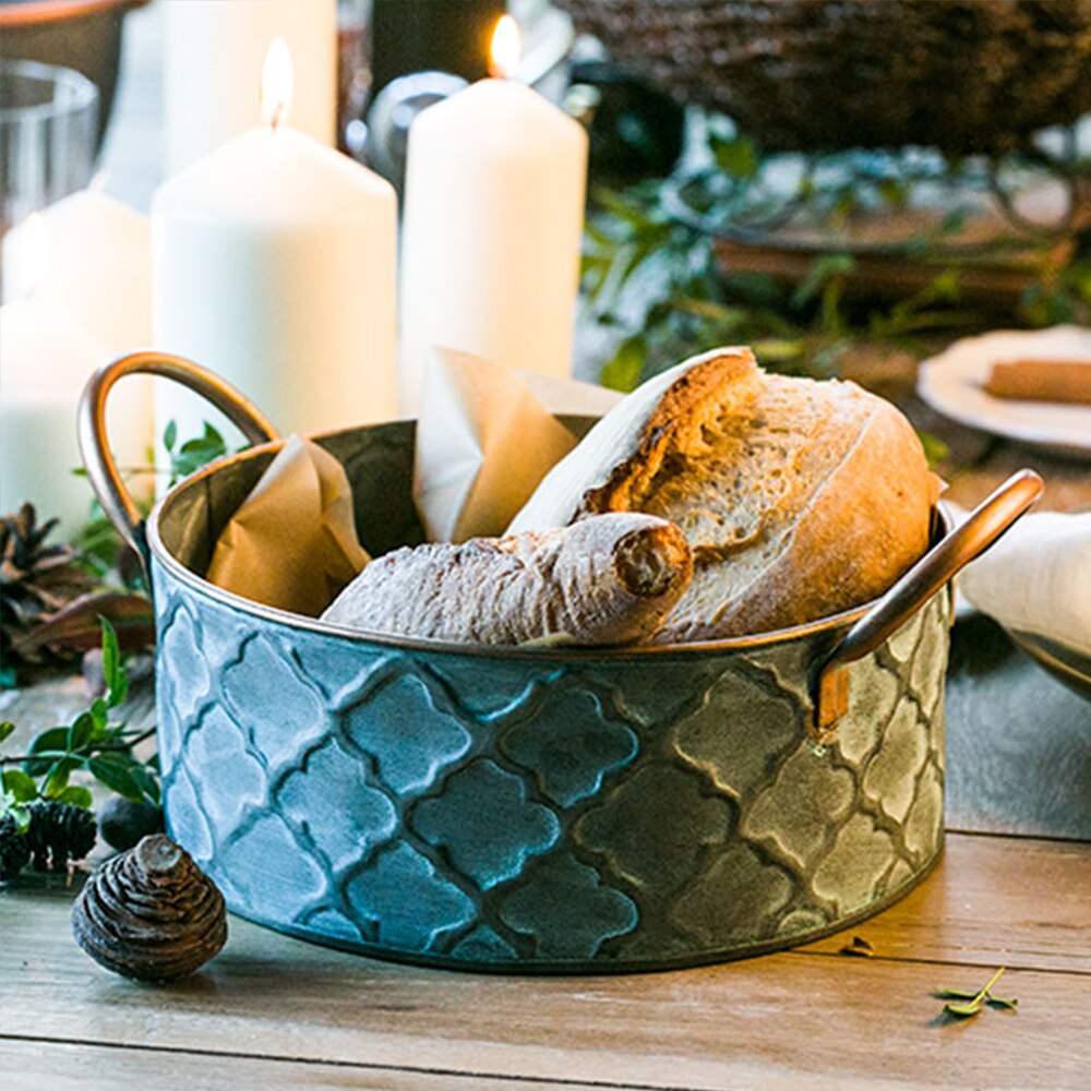 Vintage ancien fer forgé panier de rangement cuisine fruits pain panier fer pain plateau photographie accessoires pour la décoration intérieure 25*25*9cm