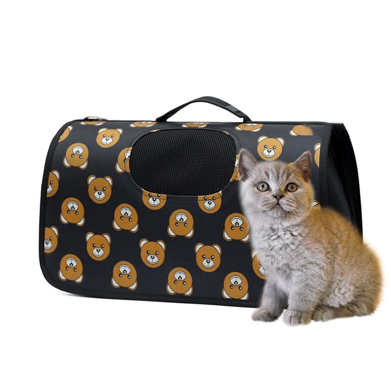 Thicken Breathable Pet Carrier Collapsible Crate Handbag Oxford Leopard Mesh Dog Carrying Bag Small Pet Travelling Outdoor Bag