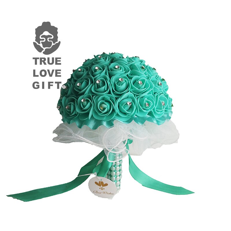 10 Colors Handmade Foam Flowers Crystal Wedding Bouquets Romantic Bridesmaid Rose Bridal Bouquet Ribbon For Wedding Mariage