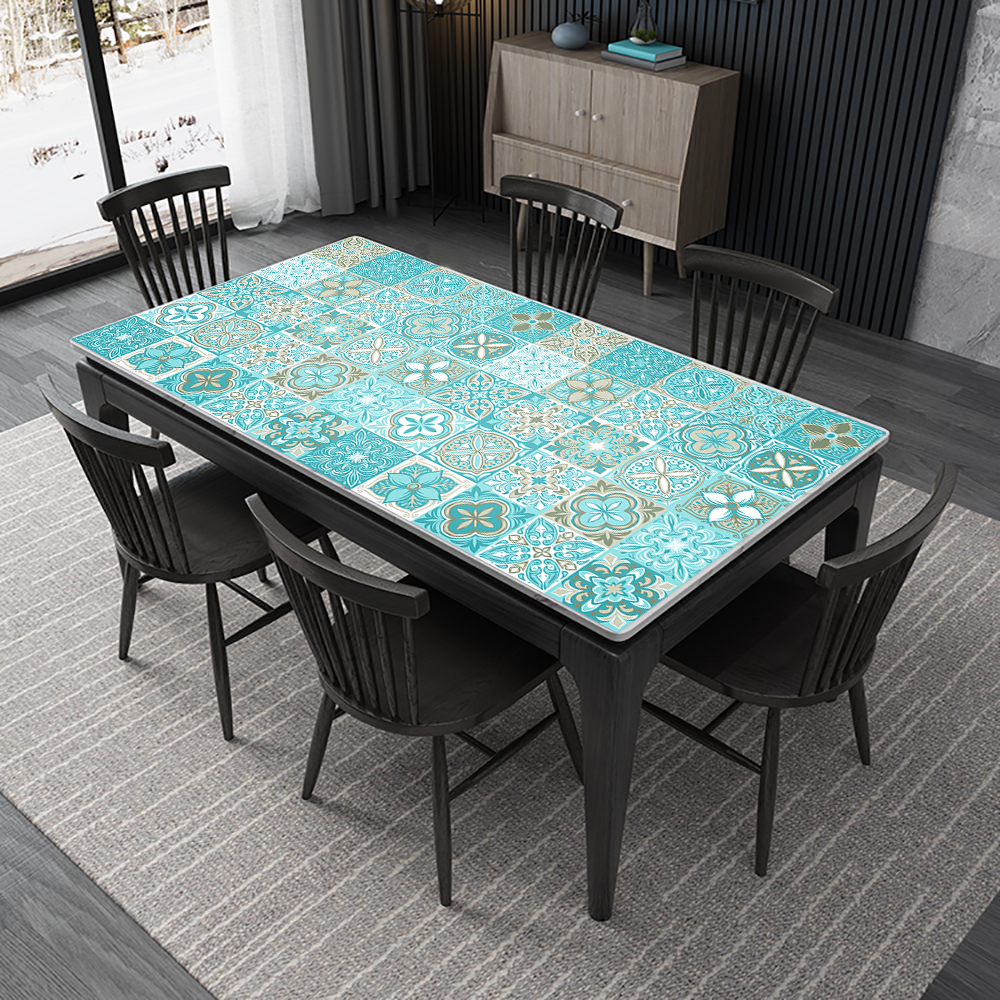 Blue & Green Strip Ceramic Wall Sticker Glossy Surface Kitchen Bathroom Stairs Wallpaper Waterproof Oil-proof Tiles Wall Decals