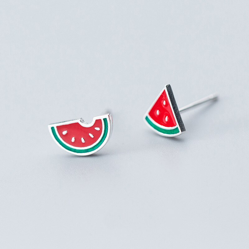 INZATT Watermelon Shape Piercing Delicate 925 Sterling Silver Stud Earrings Prevent Allergy Women Summer Party Bijoux