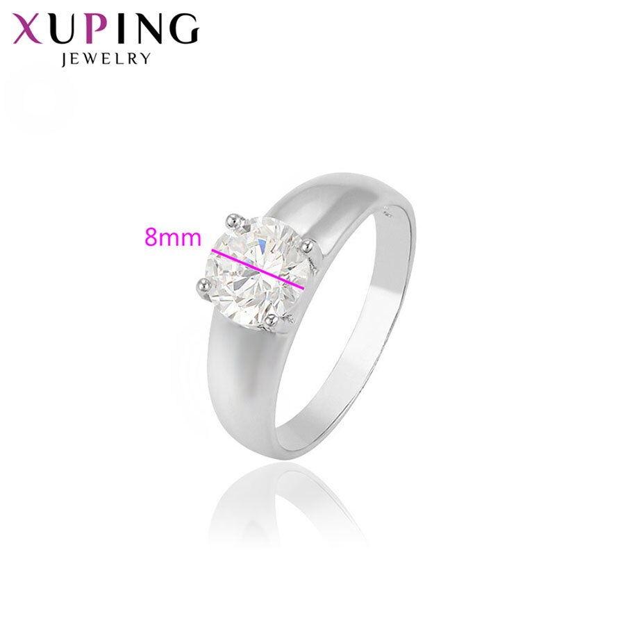 Xuping branco sintético zircônia cúbica jóias para mulheres ródio cor chapeado anéis moda presentes de noivado 10125
