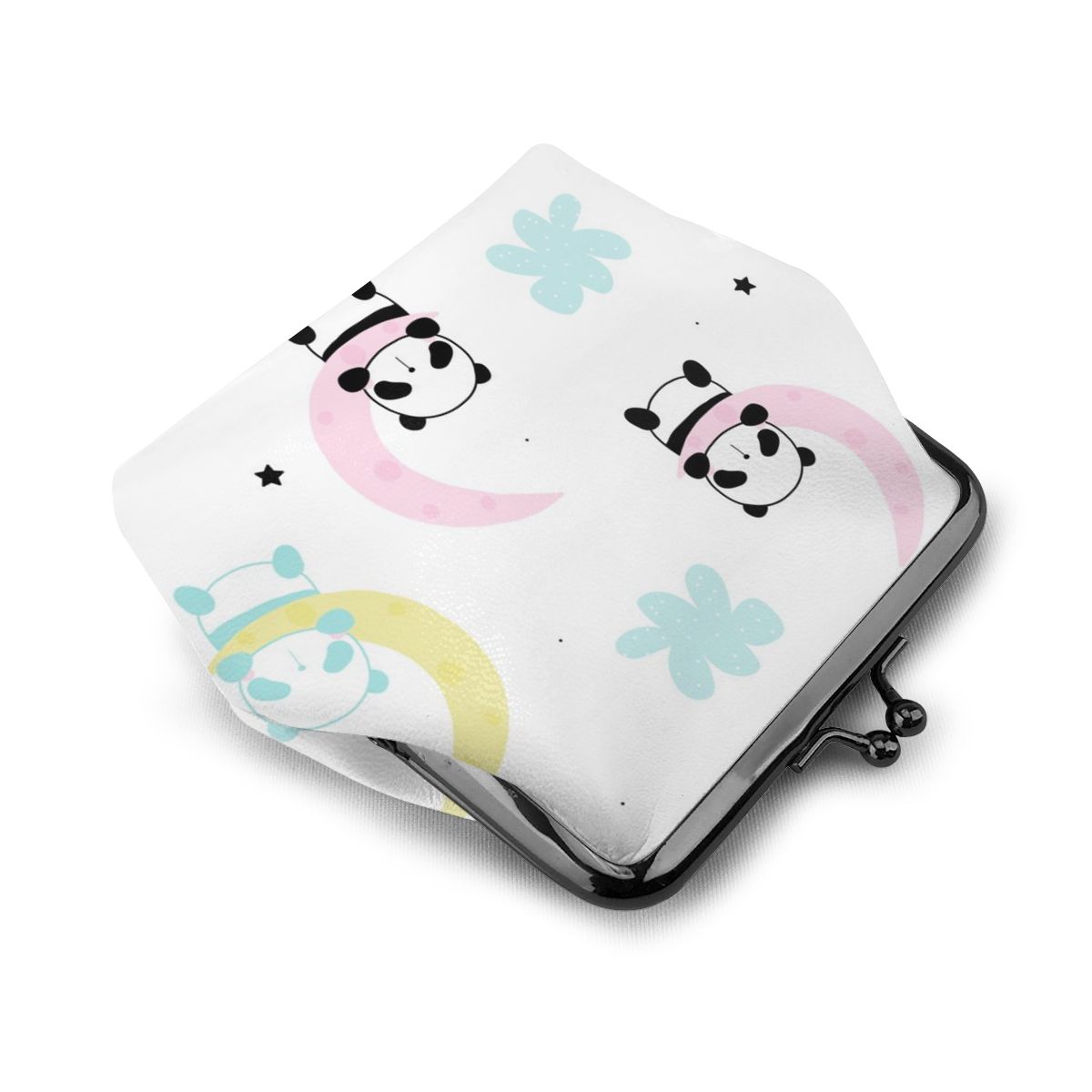 Oude schattige kleine panda slaapt op de maan dames portemonnee kleine dames portemonnee dames portemonnee munt portemonnee
