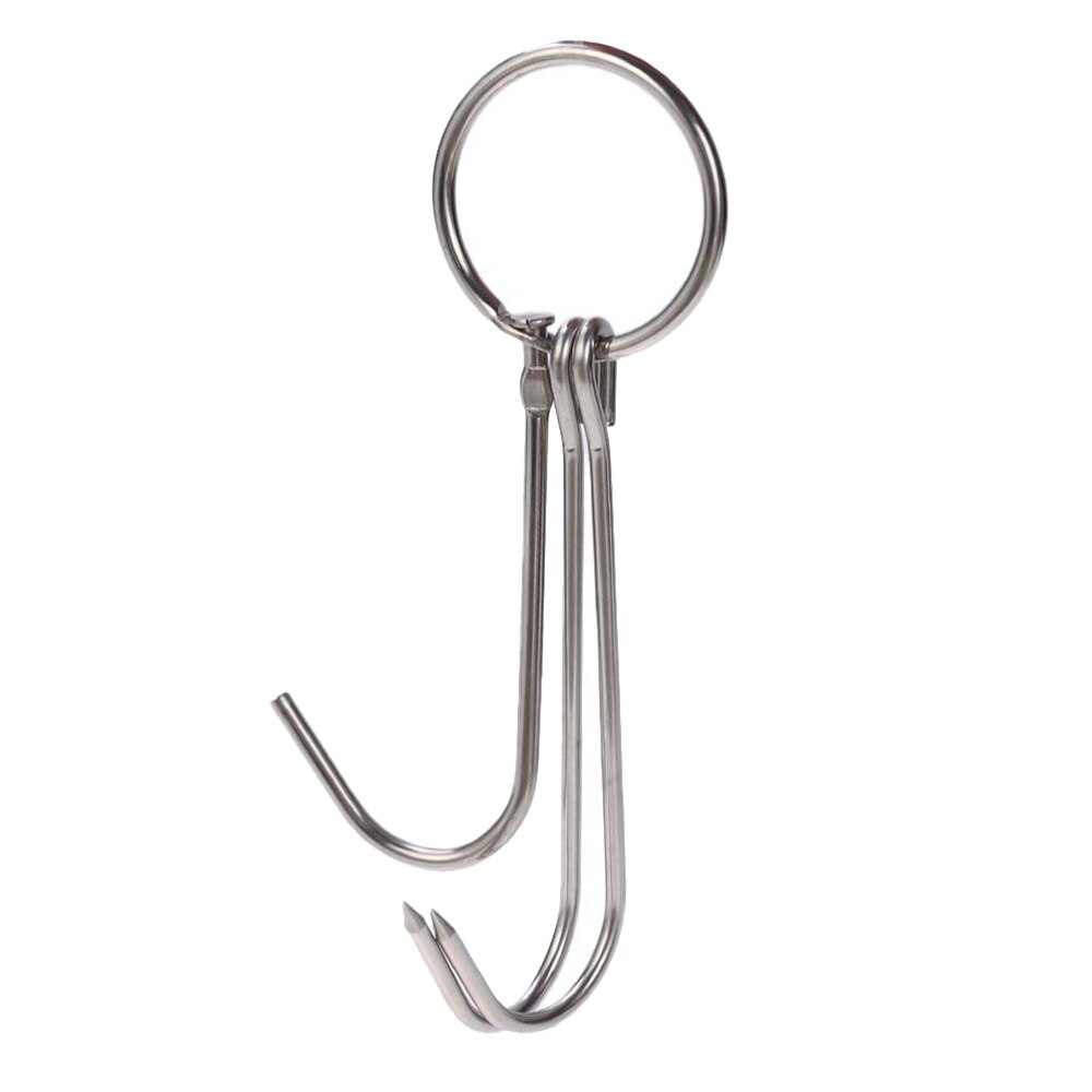 6pcs Stainless Steel Double Meat Hooks Drying Roast Duck Hook Bacon Hanger Grill Hanging Rack (3.5cm Diameter 24.5cm Length)