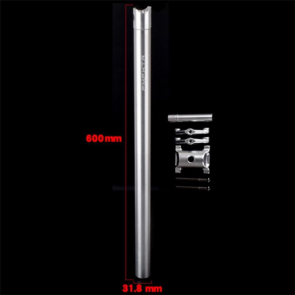 Tija de sillín de bicicleta plegable, aleación de aluminio, Urltra ligera, 31,8/33,9mm, 412: Silver 31.8x600mm