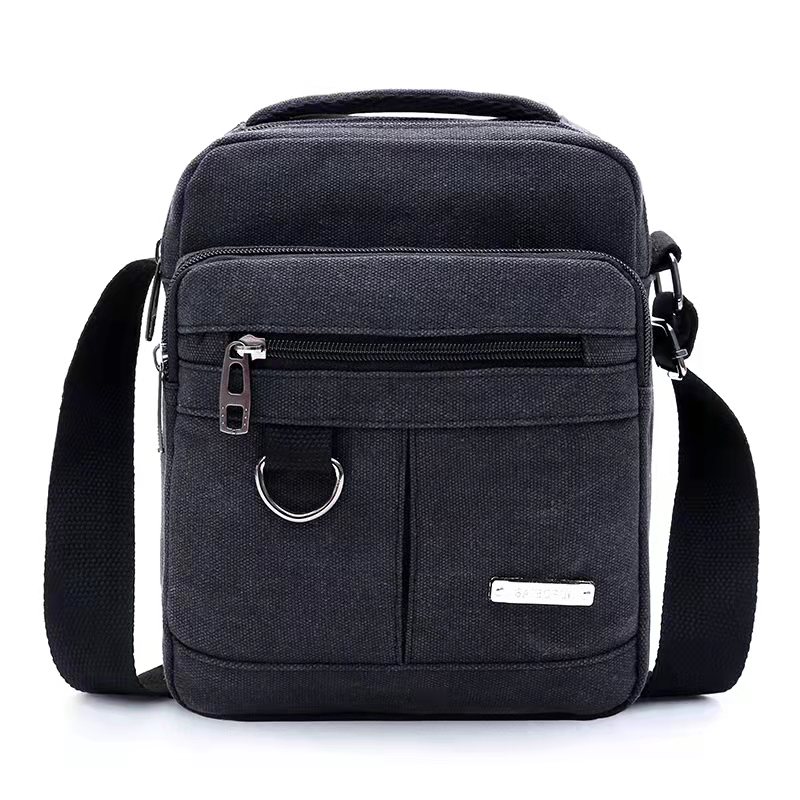 Mannen Handtassen Multifunctionele Schoudertassen Casual Canvas Mannen Tassen Messenger Bags Unisex Paar Canvas Tassen: Black