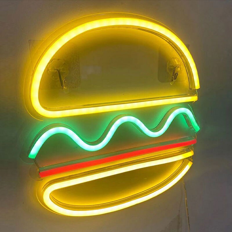 Neon Sign Pizza Hamburger Neon Verlichting Borden Muur Opknoping Neon Led Light Lampen Usb Party Restaurant Winkel Slaapkamer Decor