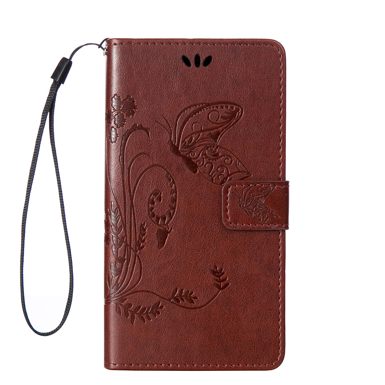 Coque for Huawei Y600 Y600-U20 Y600-U351 Case Phone Leather Cover for Huawei Y 600 Y600-U151 Retro Butterfly Wallet Flip Case: Brown