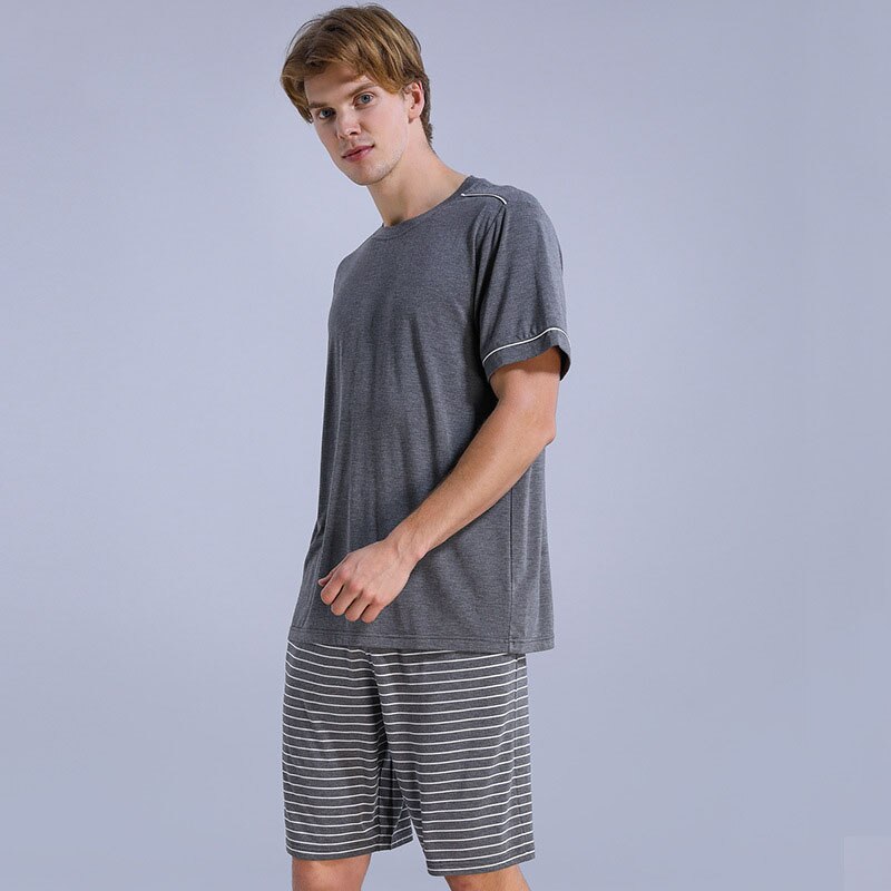 Summer Men Pajamas Short Sleeve Male Pajama Set Pure Cotton Pajama For Men Sleepwear Suit simple Homewear L-XXXL