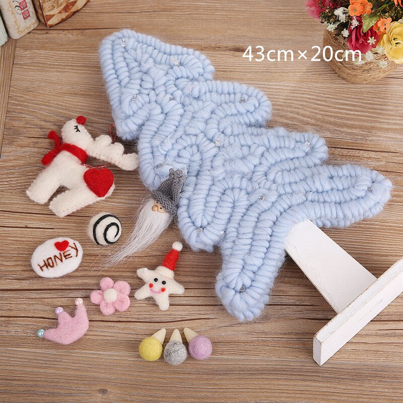 Handmade wool felt Christmas tree Desktop Christmas ornaments decorations DIY materials home furnishings scene party decoration: Deep Sapphire