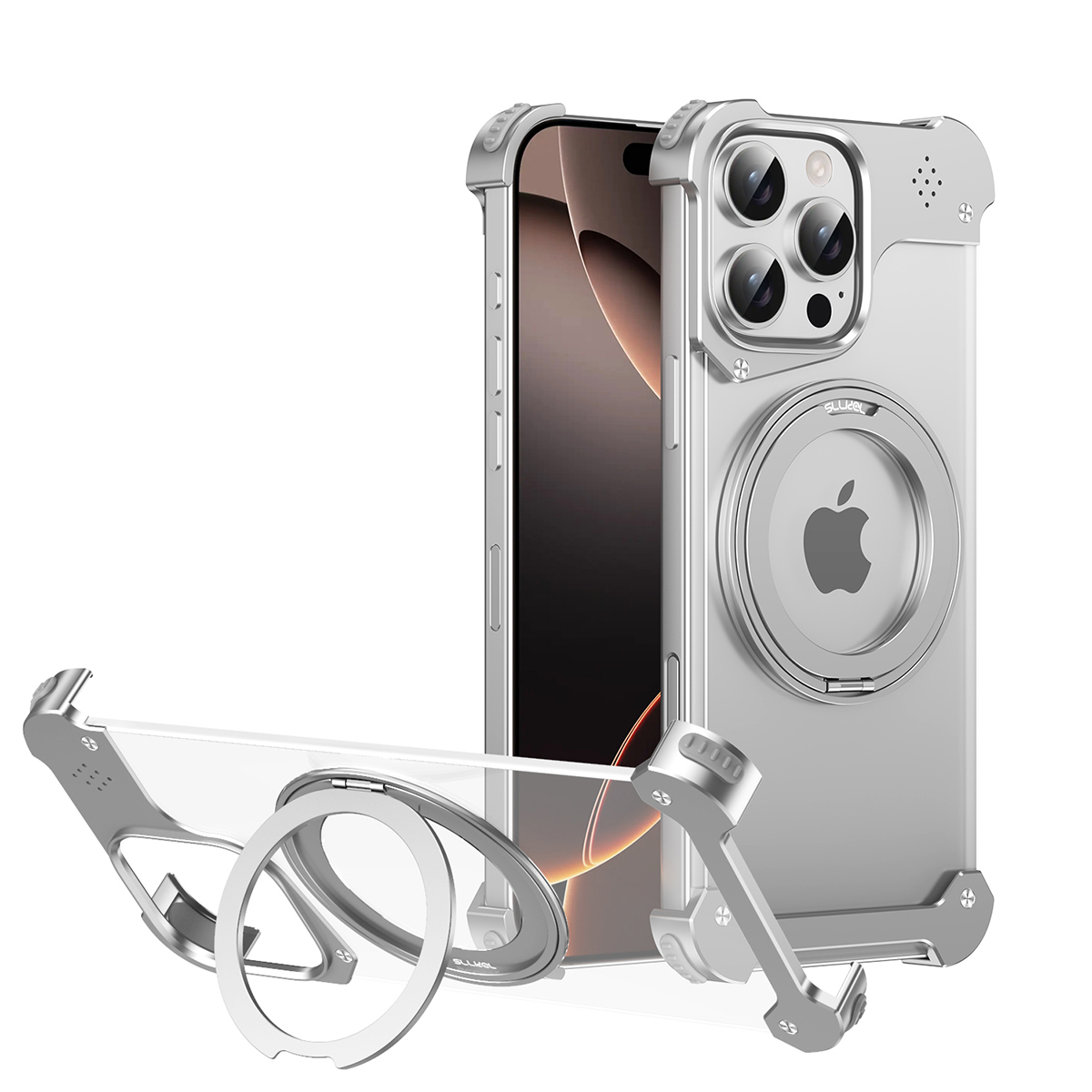Aluminum Alloy & Silicone Metal Bumper Case For IPhone 16/15/14 Pro Max - Shockproof