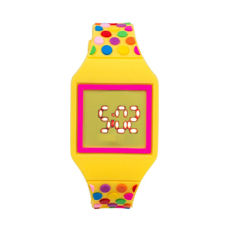 Joyrox geléia cor led criança relógio crianças menina relógios digitais nova tela de toque de borracha crianças relógio para menino menina estudante: Square Yellow