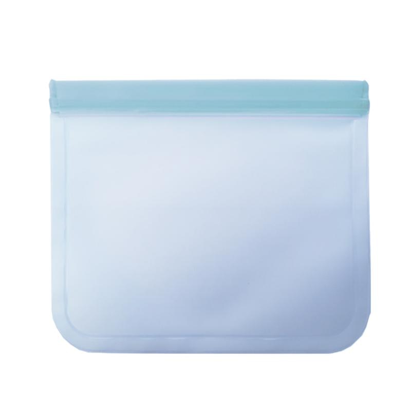 Translucent Food Storage Bag Reusable Freezer Bag PEVA Ziplock Silicone Bag Leakproof Top Kitchen Organizer: Light  Blue