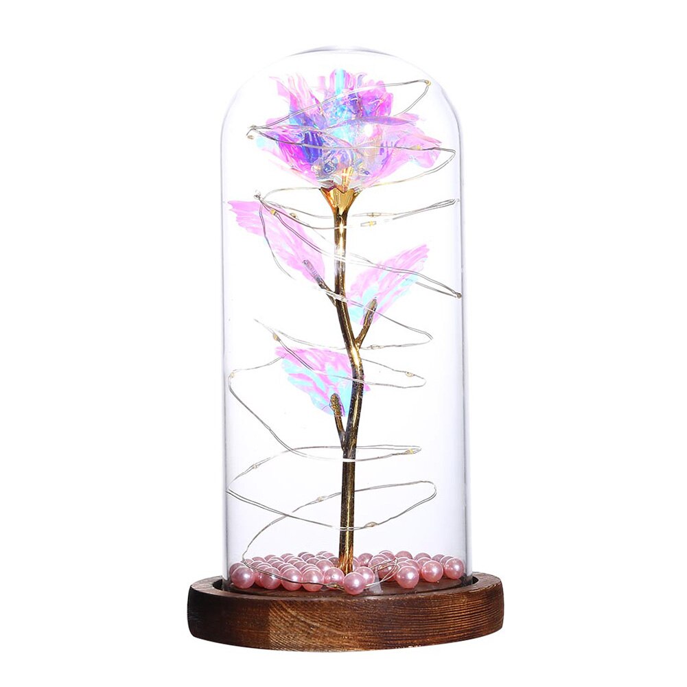 Eterna rosa flor a beleza e besta rosa em uma cúpula de vidro lâmpadas led decoração de casa casamento natal presente do dia dos namorados: f