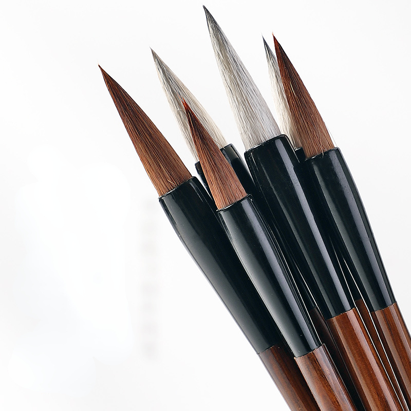 3pcs Chinese Japanese Water Ink Painting Writing Calligraphy Brush Pen Brown