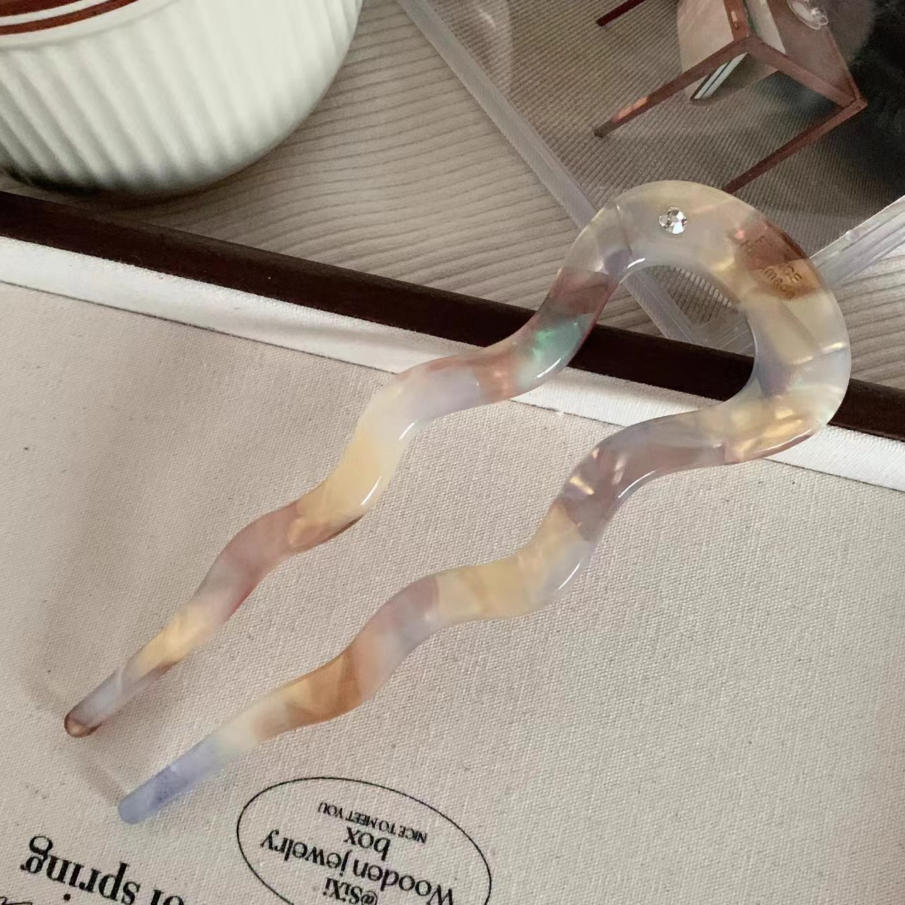 VANIKA mode multi-color acetaat haarspeldjes vrouwen elegante U-vormige haarstok eenvoudige hoofdtooi haaraccessoires cadeau: Blauw