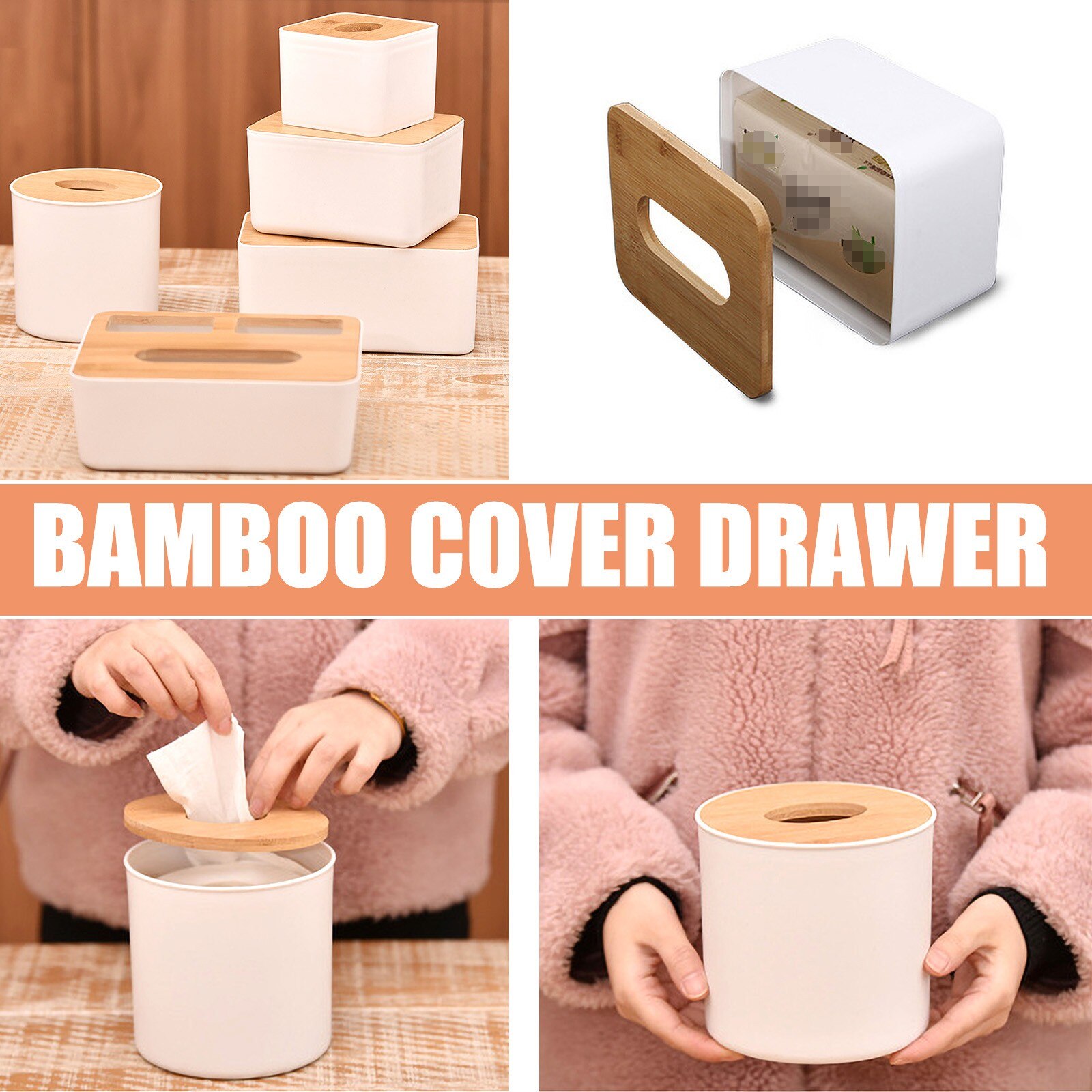 25 # Bamboe Cover Tissue Dozen Desktop Pompen Papier Woonkamer S Uitvoering Opbergdoos Dispenser Houder Stofdicht met Deksel Tissue