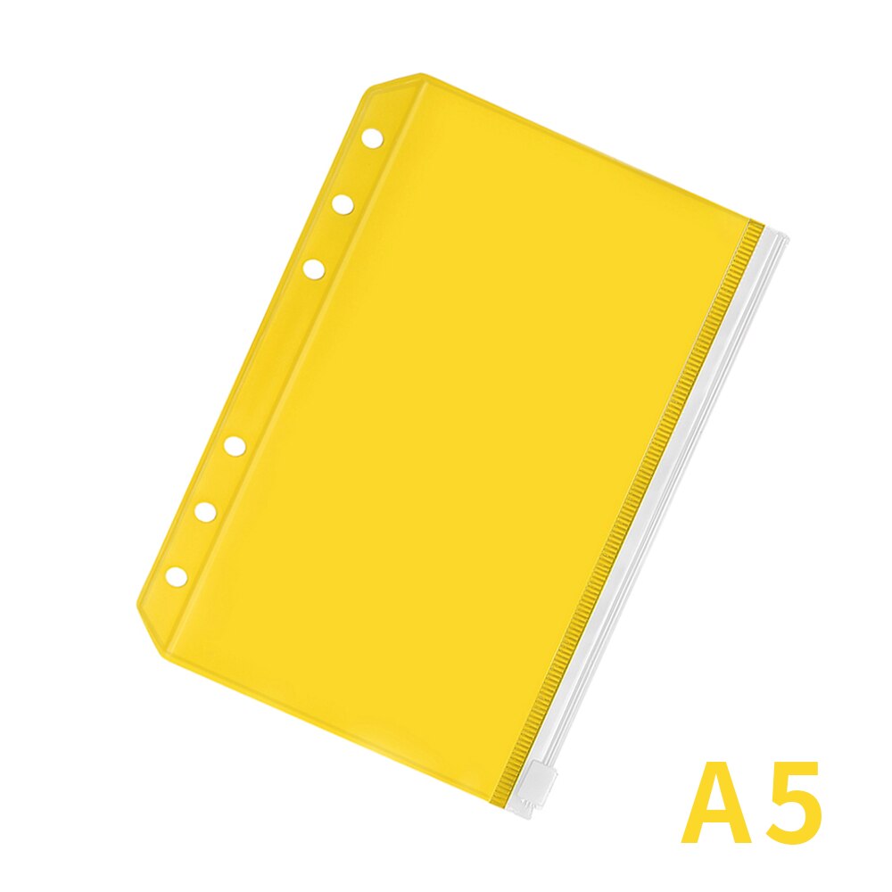 2pcs PVC A5/A6 Binder Pockets File Folder 6-Ring Loose Leaf Pouch Reports Binder Zipper Folders Office Document Organizers: A5 yellow