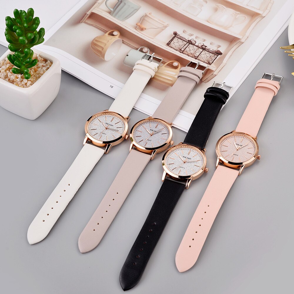Exquisite Vrouwen Horloges Yolako Dames Quartz Horloge Rose Goud Lederen Vrouwen Horloges Dames Montre Femme Relogio