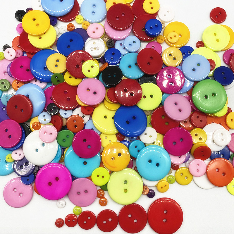 6mm---25mm Colours Double Eye Bread Button Round Resin Sewing Buttons Diy Scrapbooking Multicolour