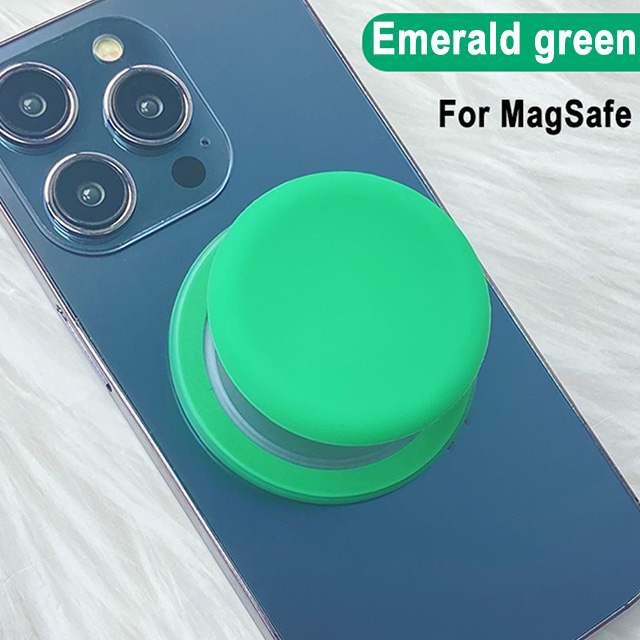 Grippopso Magnetic Cell Phone Holder Griptok Socket 360° With Silicone Cover For Magsafe Grip Finger Ring Holder Stand: green
