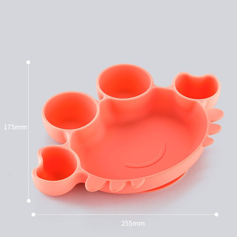 Baby Kommen Diner Platen Siliconen Zuig Feeding Servies Bpa Gratis Antislip Baby Gerechten Krab Voedsel Voeden Kom voor Kids: Pink Crab
