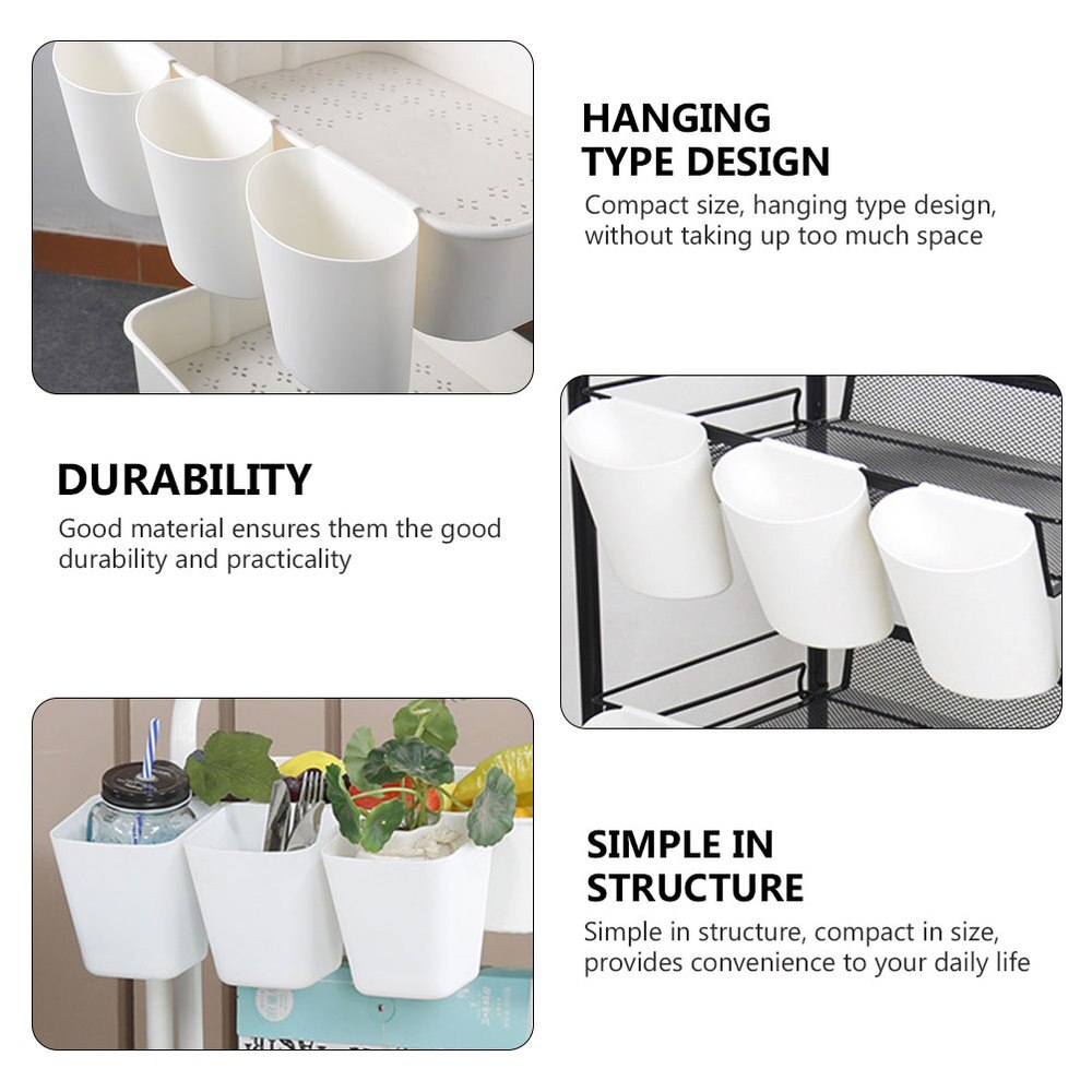 3PCS Multi-purpose Hanging Basket Plastic Hanging Bucket Storage Hanging Barrel for Home Kitchen Room