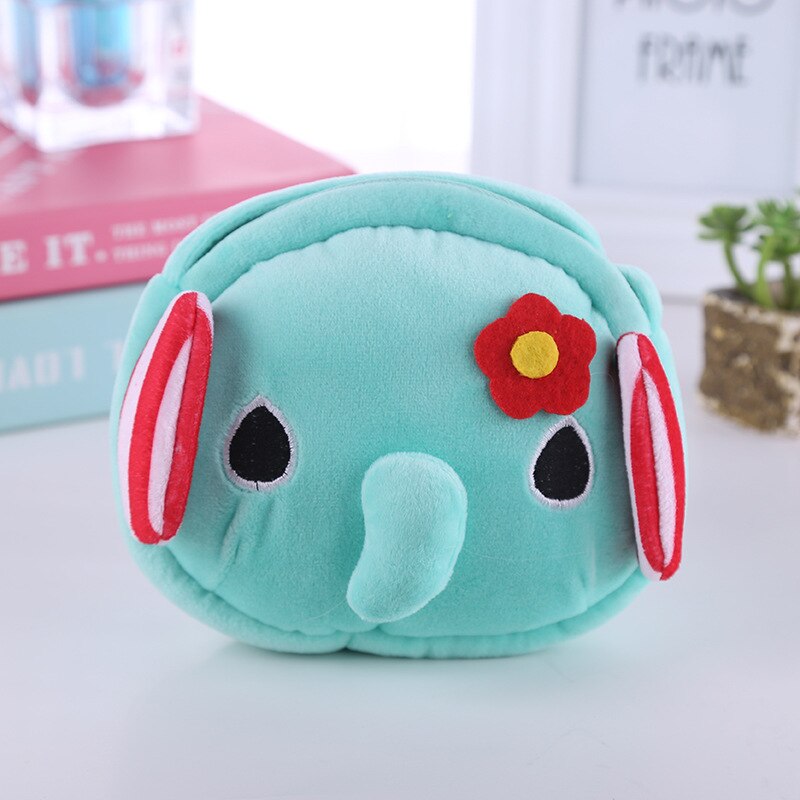 Animaux en peluche créatifs ours chat éléphant Panda femmes bandoulière sac de messager dessin animé doux en peluche Kawaii fermeture éclair filles pièces de monnaie sacs: D