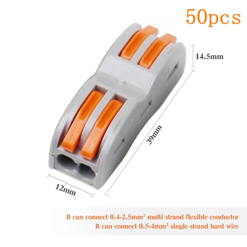 75pcs Electrical Wire Connector Terminals Universal Fast Terminal Household For Connection Wire Lamp Wiring Terminal Connection: 50PCS 2 in 2