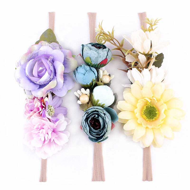 2018 novo 3 pçs bonito meninas do bebê, de renda flor de cabelo, acessórios de bandas de flores, faixas de festa, adereços de fotos presentes: C