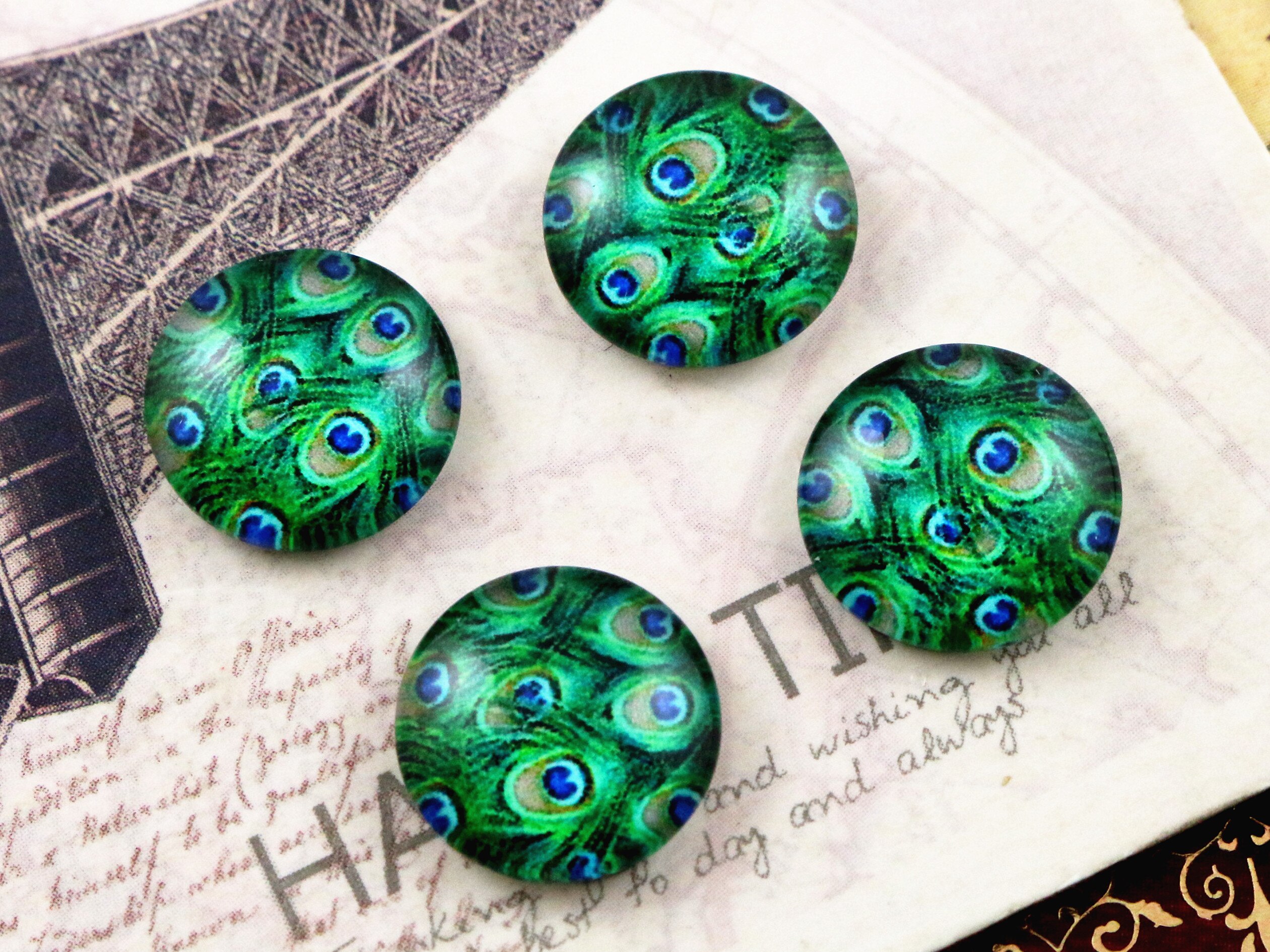 20 Pcs 12 Mm Handgemaakte Cool Stijl Foto Glas Cabochons (E6-30)