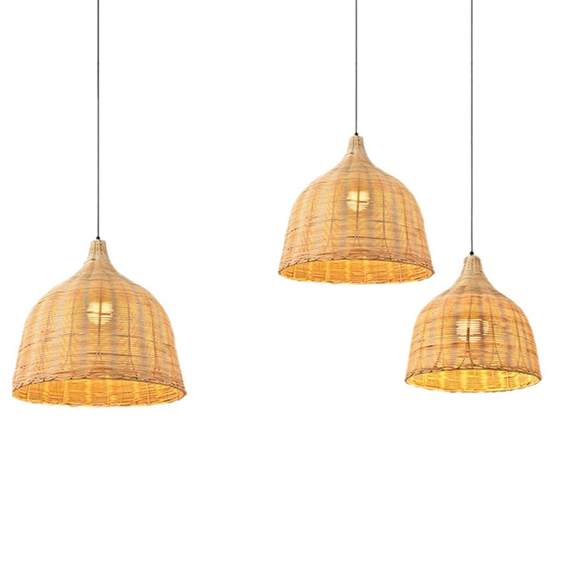 Rattan Lamp Pendant Light Vintage Hanging Lamp Shades E27 Living Room