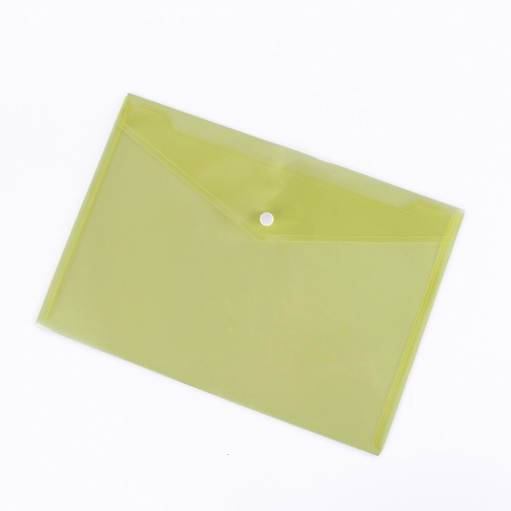 A4 Size Envelope Folder PP Plastic Storage Pouch Holder Paper Document File Folder Organizer Bag with Snap Button Closure: Transparent Yellow