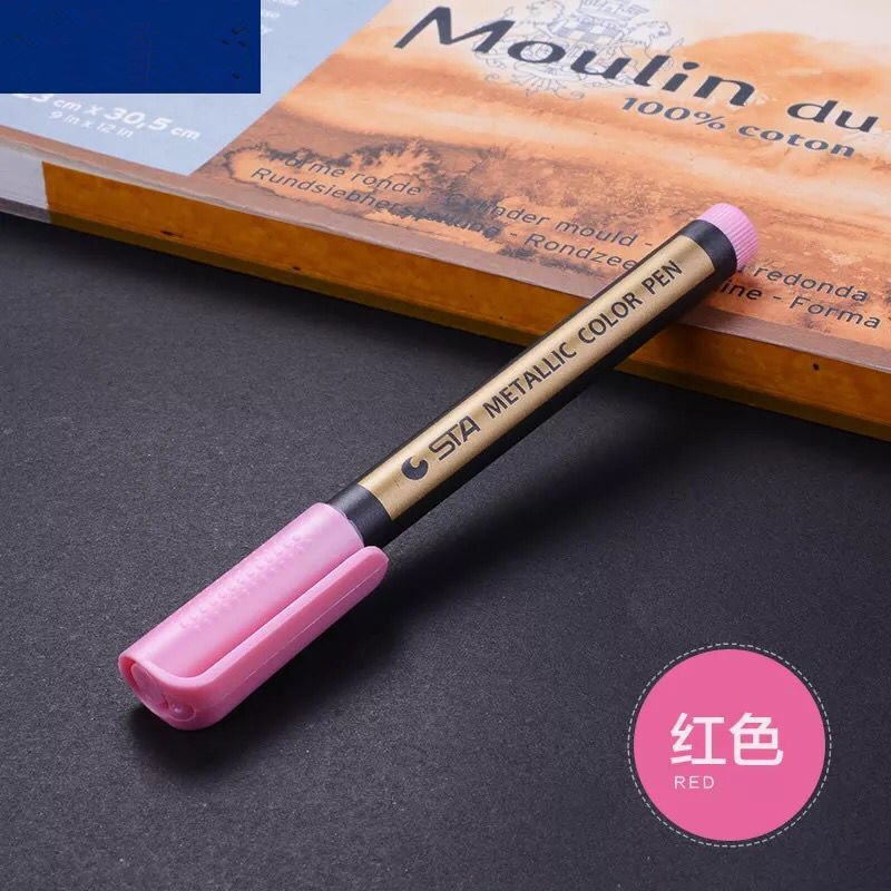 Rotuladores de tinta metálica para la escuela y la Oficina, bolígrafos coloridos y permanentes para pintar, utensilios de escritura escolar de , 1 unidad: Red