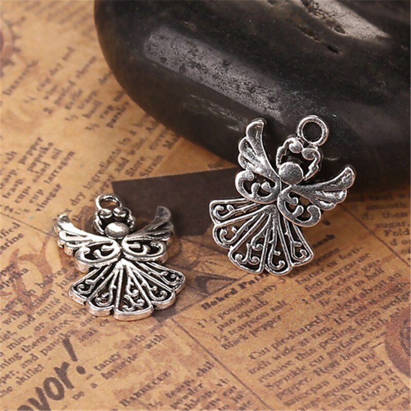 Doreenbeads Zink Gebaseerde Legering Charms Angel Stijl Zilver Kleur Diy Sieraden Onderdelen Bevindingen 20Mm (6/8 ") X 14Mm (4/8"), 10 Pcs