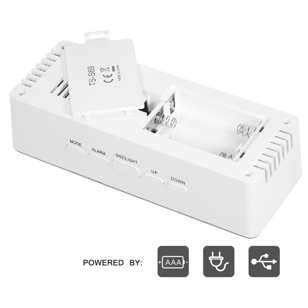 Digital LED Alarm Clock 12H/24H Alarm and Snooze Function Mirror Clock Indoor Thermometer Electronic Desktop Table Clocks USB