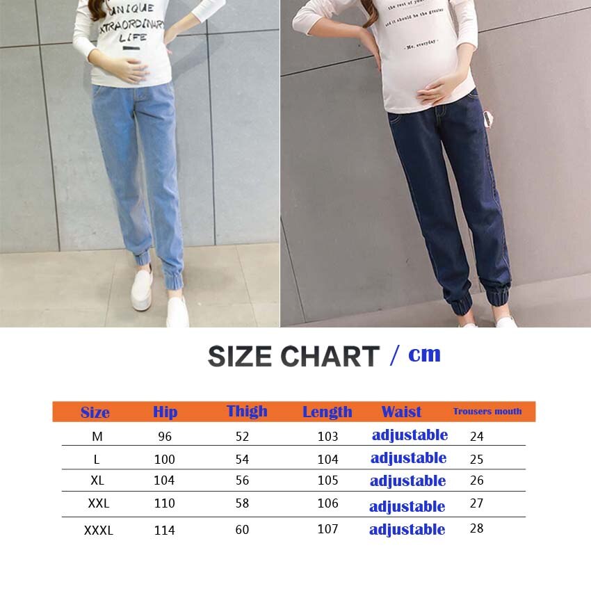 Elastic Waist Hole Stretch Denim Maternity Belly Jeans Autumn Spring Pants Clothes for Pregnant Women Pregnancy Pencil Trousers
