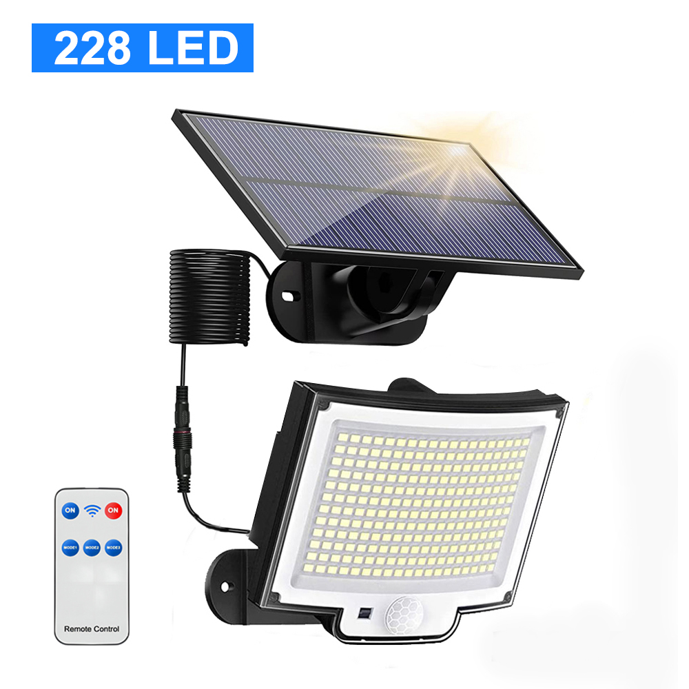 106 LED lumières d'inondation solaires extérieur télécommandé capteur de mouvement lumière de sécurité solaire alimenté du crépuscule à l'aube appliques murales Garage: Lune bleue / 6-10W