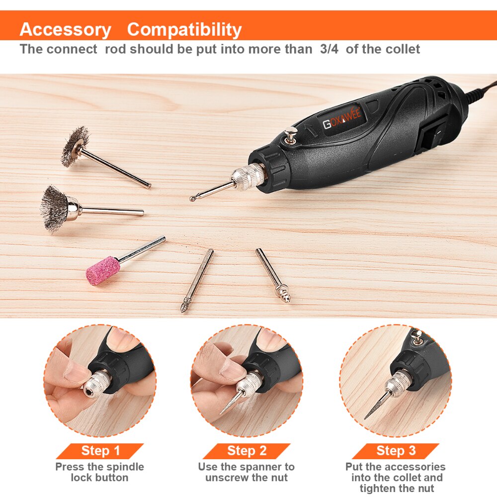 Goxawee – Mini perceuse électrique, outils rotatifs, graveur pour Dremel, outils électriques pour bois, métal, coupe, meulage, accessoires de polissage