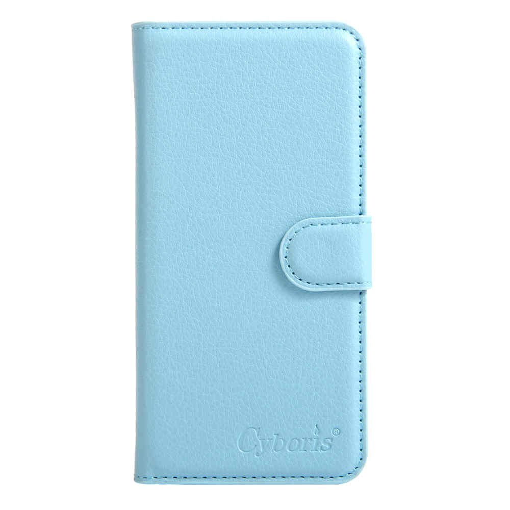 Para LG L60 X145 de lujo billetera cubierta cyboris para LG L60 Dual X147 caso tapa, lichi Funda de cuero de la PU con ranura para tarjeta titulares: Azul