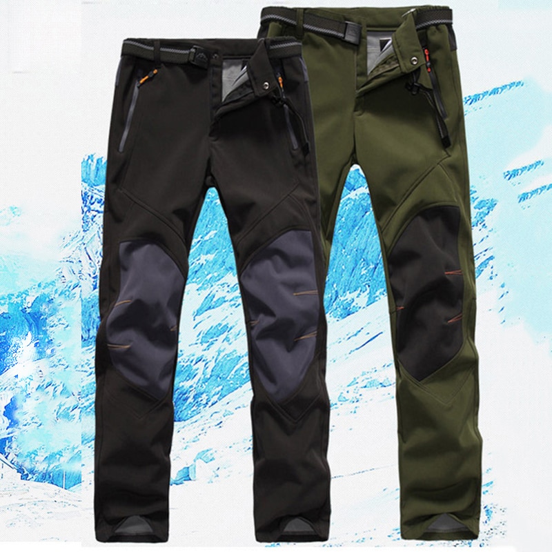 Men Winter Pants Waterproof Snow Ski Pants Thick Warm Soft Shell Pant Outdoor Camping Skiing Snowboard Sport Windproof Trousers